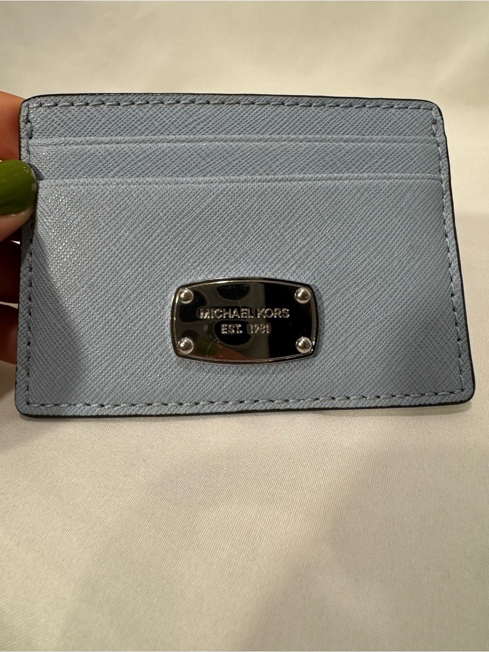 Michael Kors Light Blue Saffiano Card Holder